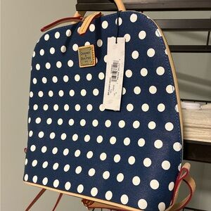Dooney & Bourke Navy and White Polka Dot Special Edition Backpack